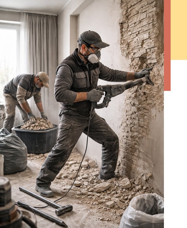 Демонтаж декоративного камня в Касимове от 1577 руб/м² — быстро и недорого | ОТДЕЛОЧНИК-Ксм