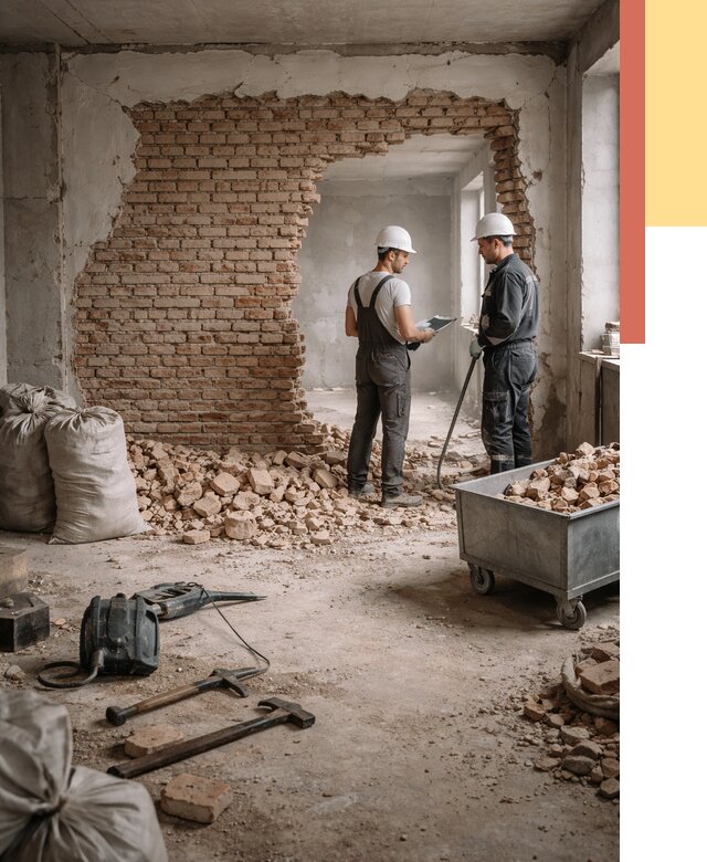 Демонтаж кирпичных стен в Касимове от 4567 руб. — быстро, недорого, под ключ | ОТДЕЛОЧНИК-Ксм