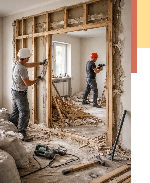 Демонтаж деревянных перегородок в Касимове от 3480 руб. — быстро и недорого | ОТДЕЛОЧНИК-Ксм