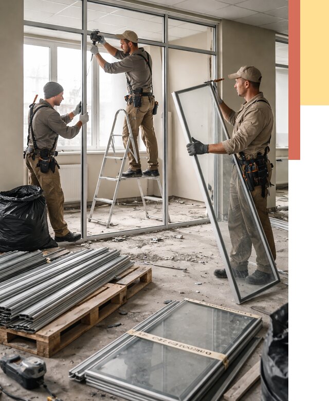 Демонтаж алюминиевых перегородок в Касимове от 4567 руб. — быстро и недорого | ОТДЕЛОЧНИК-Ксм