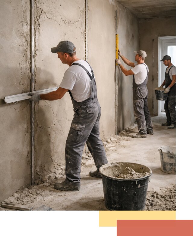 Штукатурка стен по маякам в Касимове — точная и ровная поверхность