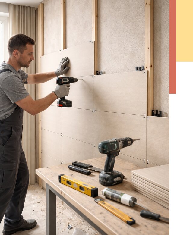 Монтаж МДФ панелей на стены в Касимове от 1359 руб. под ключ | ОТДЕЛОЧНИК-Ксм