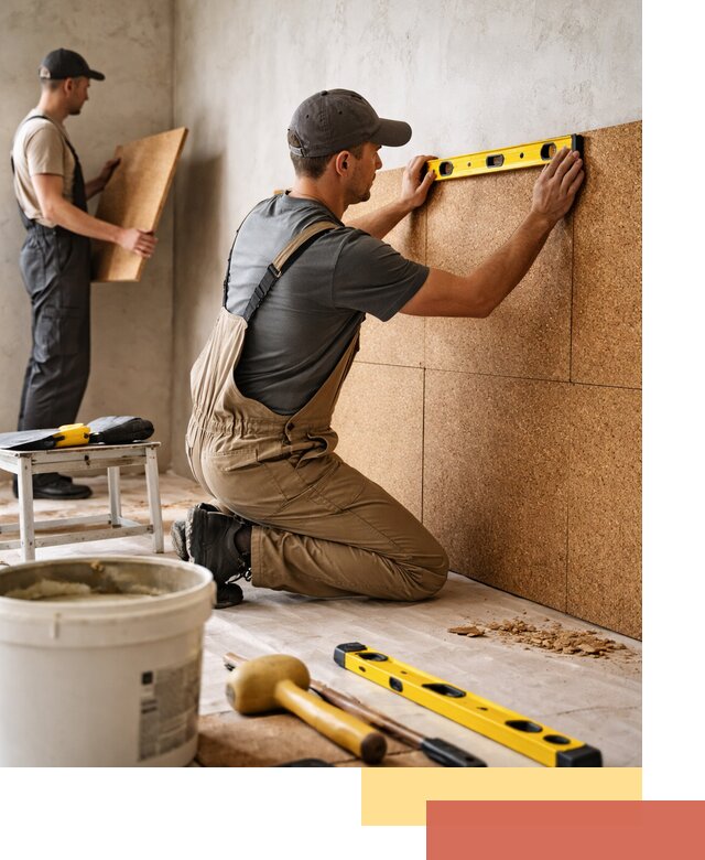 Монтаж пробковых панелей на стены в Касимове быстро и качественно