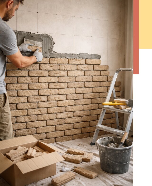 Монтаж декоративного кирпича в Касимове от 3480 руб./м² — быстро и недорого | ОТДЕЛОЧНИК-Ксм