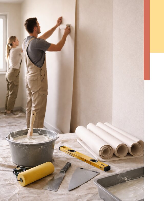 Поклейка бумажных обоев в Касимове от 5981 руб./м2 — быстро и недорого | ОТДЕЛОЧНИК-Ксм