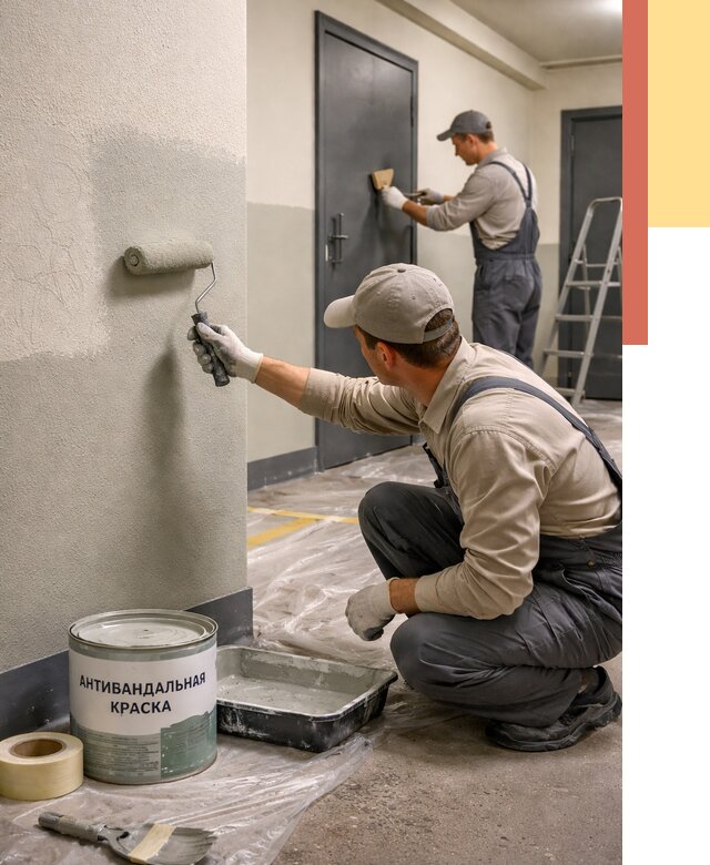 Покраска стен антивандальной краской в Касимове от 4893 руб./м² под ключ | ОТДЕЛОЧНИК-Ксм