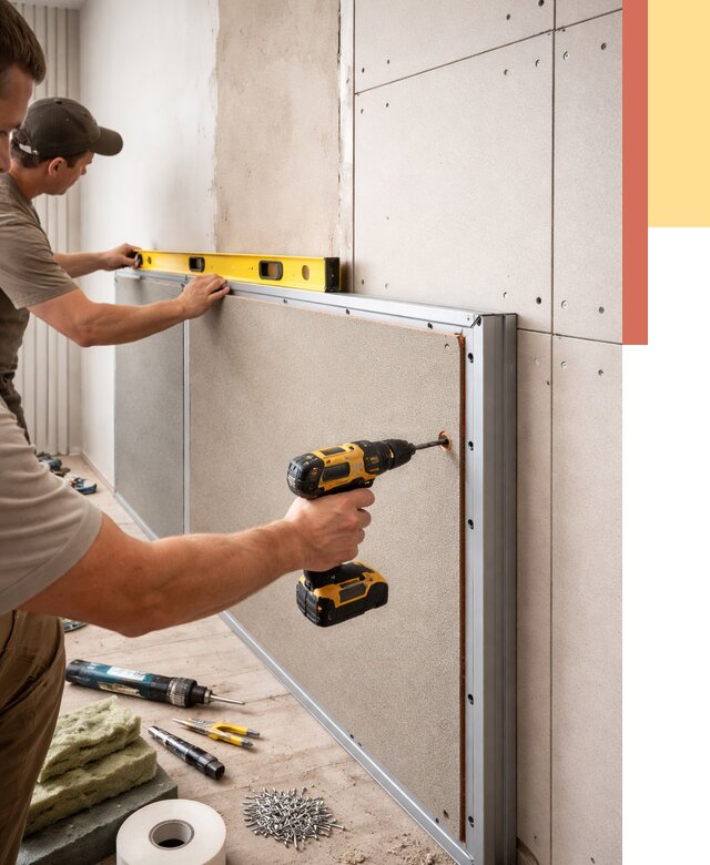 Шумоизоляция стен панелями ЗИПС в Касимове от 2392 руб./м² под ключ | ОТДЕЛОЧНИК-Ксм