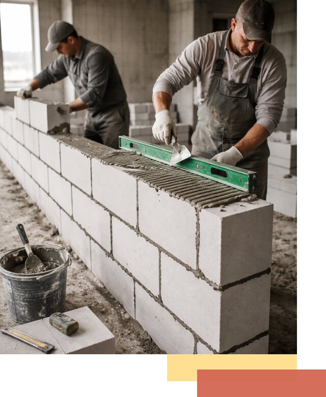 Кладка перегородок из газобетона в Касимове быстро и качественно