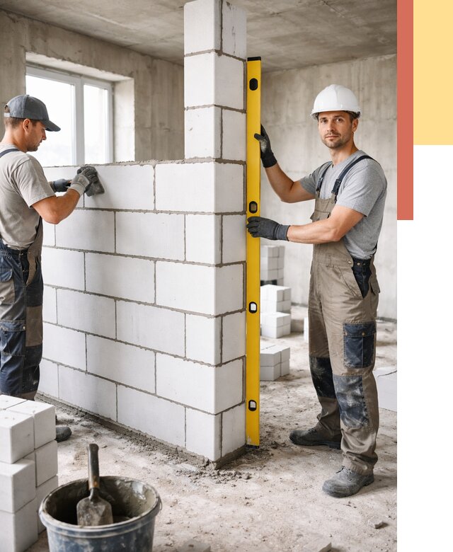 Кладка перегородок из пеноблока в Касимове от 1957 руб. под ключ | ОТДЕЛОЧНИК-Ксм