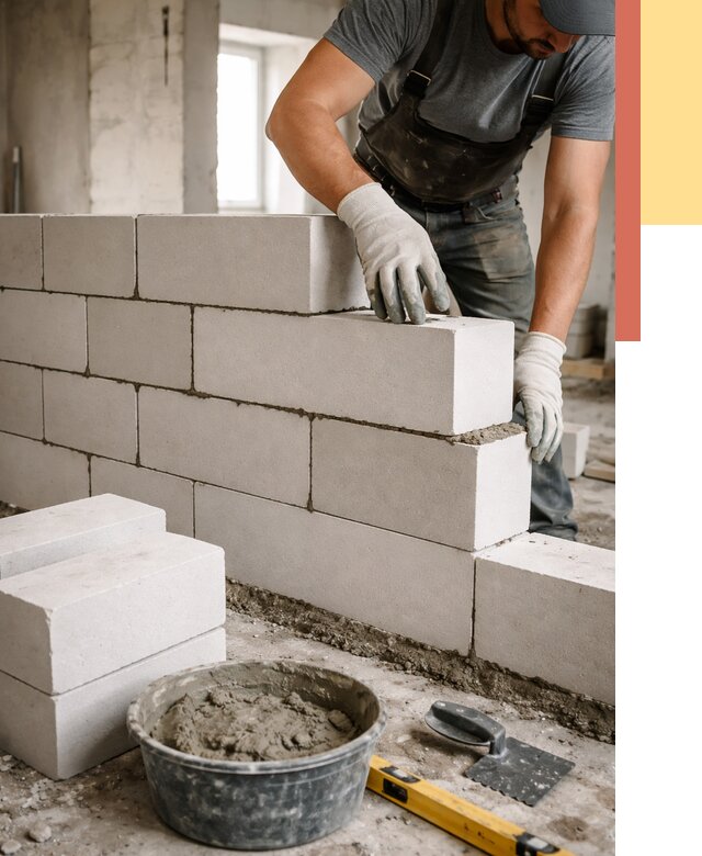 Кладка перегородок из силикатного блока в Касимове от 4350 руб. под ключ | ОТДЕЛОЧНИК-Ксм