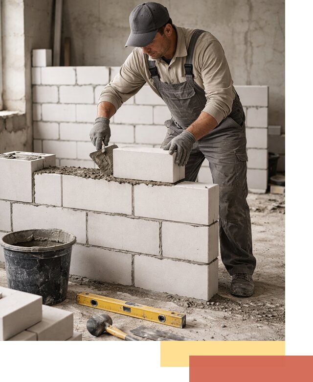 Кладка перегородок из силикатного блока в Касимове