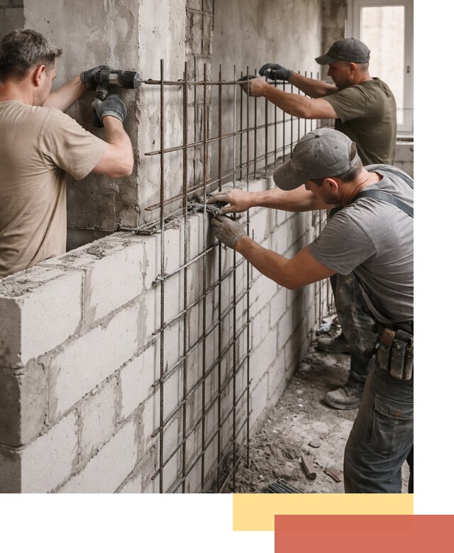 Армирование кладки перегородок в Касимове профессионально и надёжно