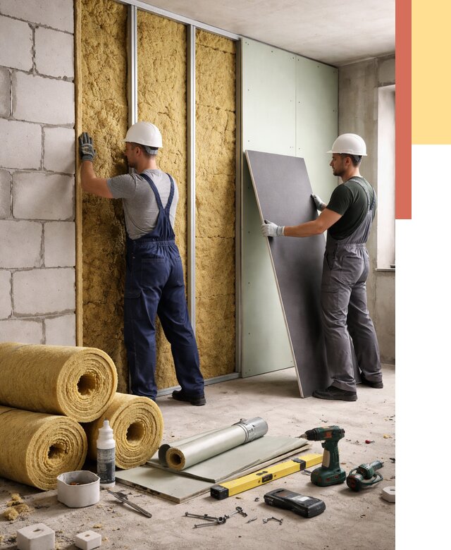 Шумоизоляция перегородок из блоков в Касимове от 2012 руб./м² — быстро и недорого | ОТДЕЛОЧНИК-Ксм