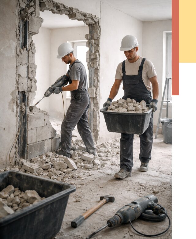 Демонтаж блоковых перегородок в Касимове от 4078 руб. — быстро и недорого | ОТДЕЛОЧНИК-Ксм