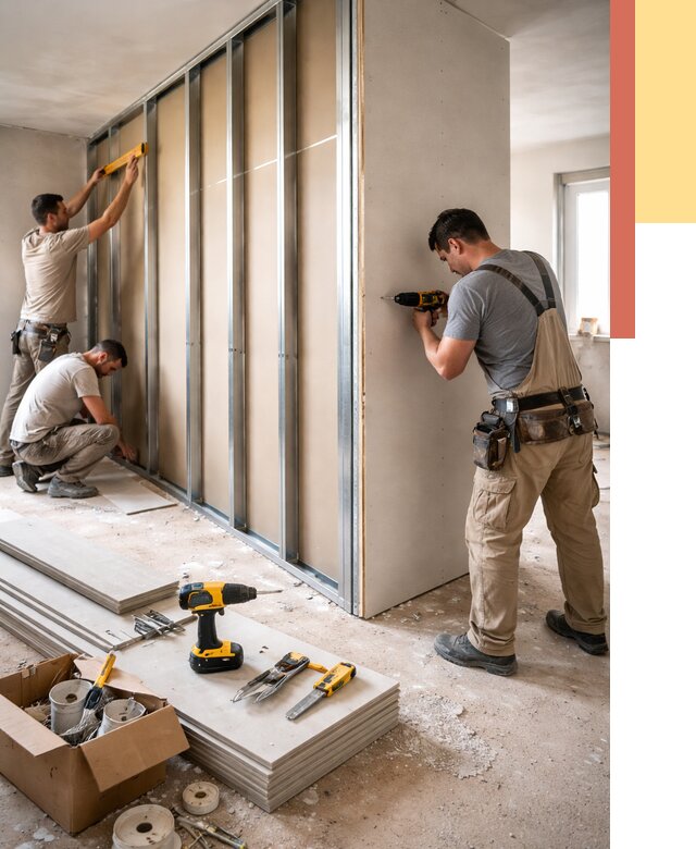 Монтаж однослойной перегородки из гипсокартона в Касимове от 707 руб. | ОТДЕЛОЧНИК-Ксм