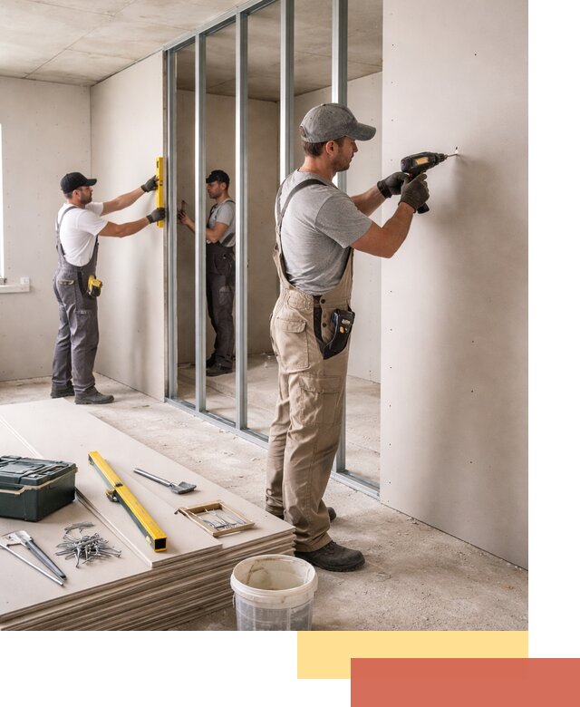 Однослойная перегородка из гипсокартона в Касимове под ключ, монтаж и отделка