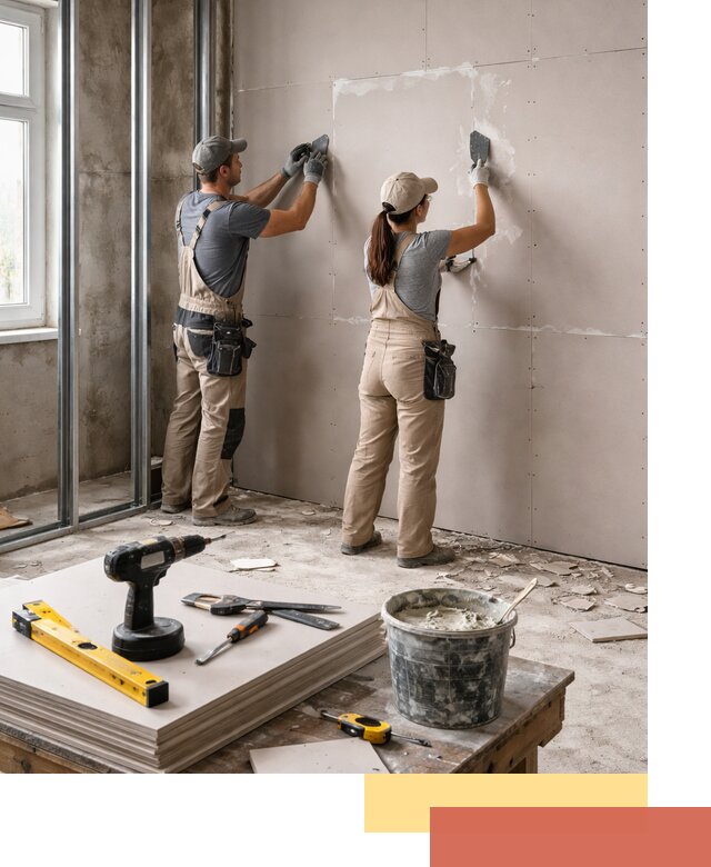 Монтаж двухслойной перегородки из гипсокартона в Касимове