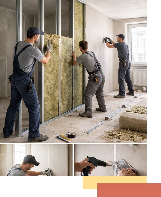 Перегородка из гипсокартона с шумоизоляцией в Касимове — монтаж под ключ