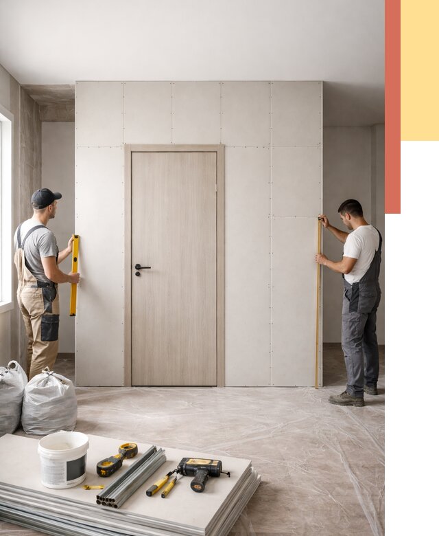 Перегородка из гипсокартона с дверью в Касимове от 4893 руб. под ключ | ОТДЕЛОЧНИК-Ксм