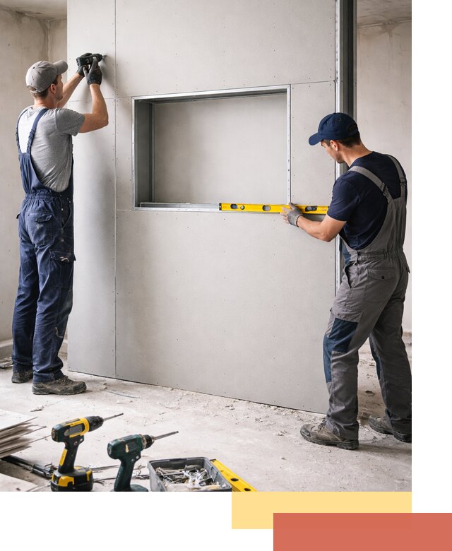 Перегородка из гипсокартона с нишей под декор в Касимове