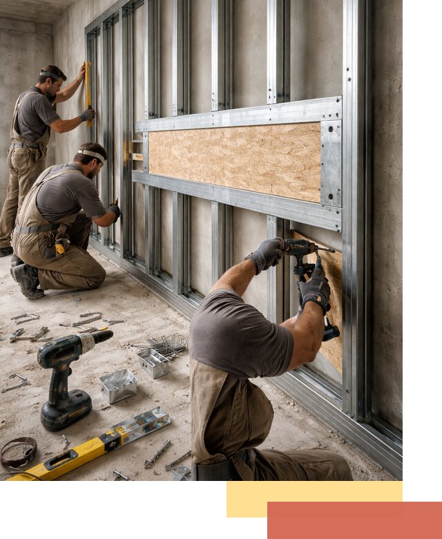 Усиленная перегородка для крепления тяжёлых конструкций в Касимове