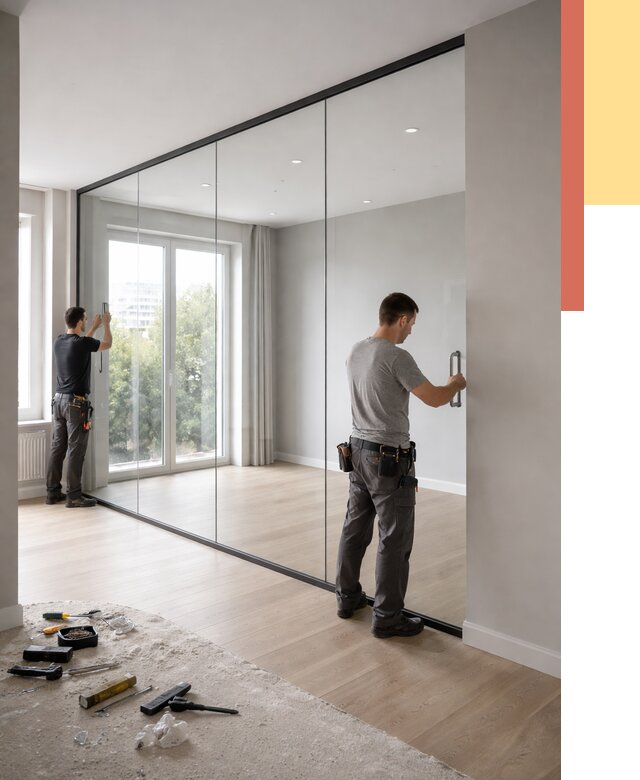 Изготовление стеклянных перегородок в Касимове от 13429 руб. под ключ | ОТДЕЛОЧНИК-Ксм