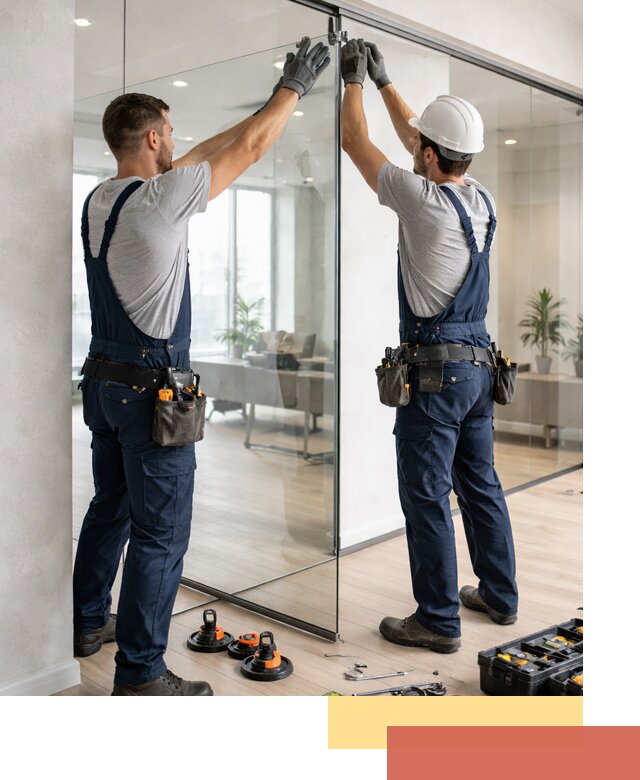 Безрамные стеклянные перегородки под ключ в Касимове