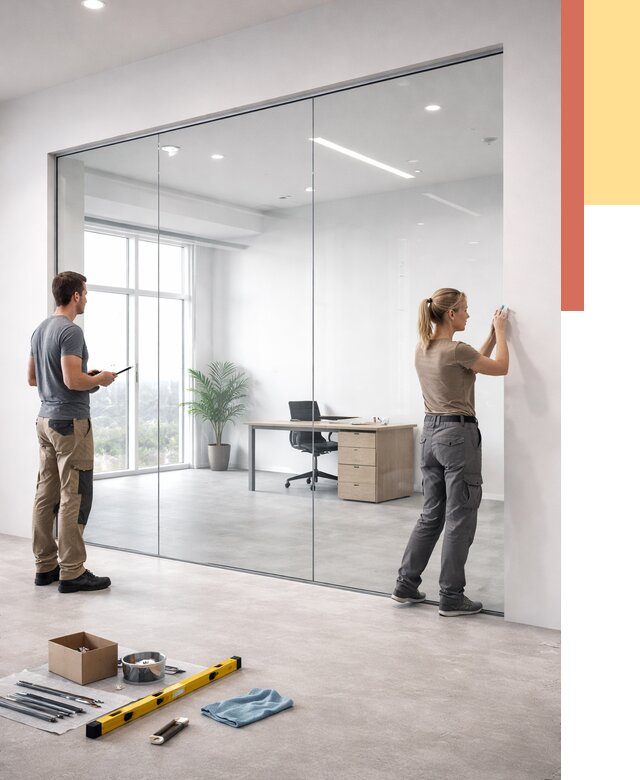 Перегородки из закаленного стекла в Касимове от 10330 руб. под ключ | ОТДЕЛОЧНИК-Ксм