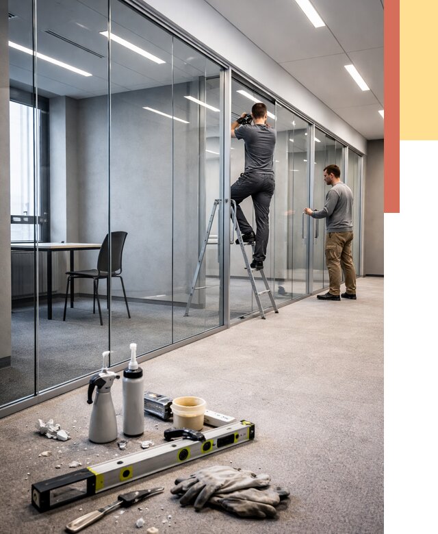 Стеклянные офисные перегородки в Касимове от 9243 руб. — монтаж и установка | ОТДЕЛОЧНИК-Ксм