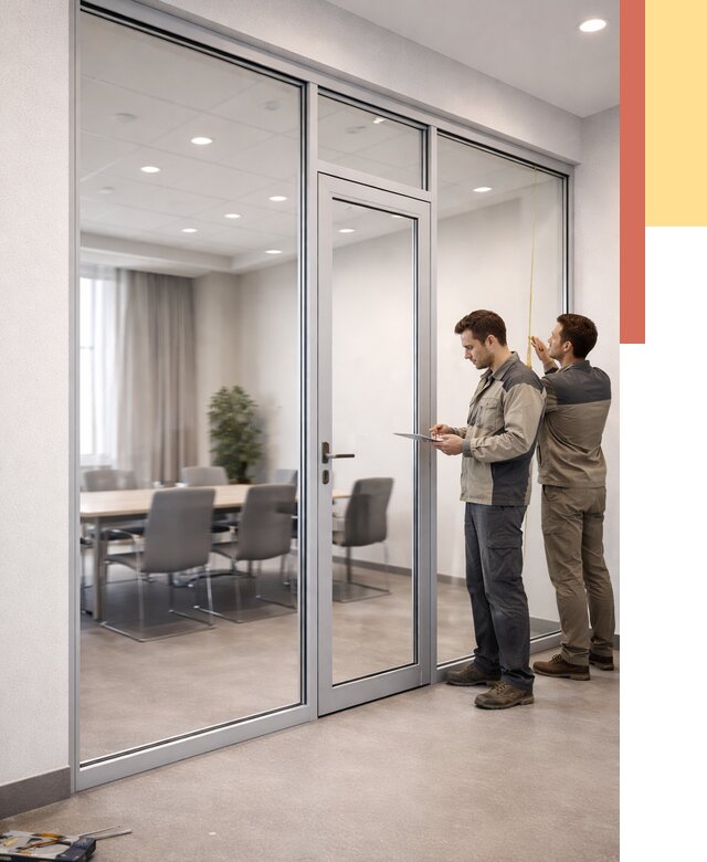 Установка и монтаж алюминиевых перегородок со стеклом в Касимове от 8917 руб. | ОТДЕЛОЧНИК-Ксм