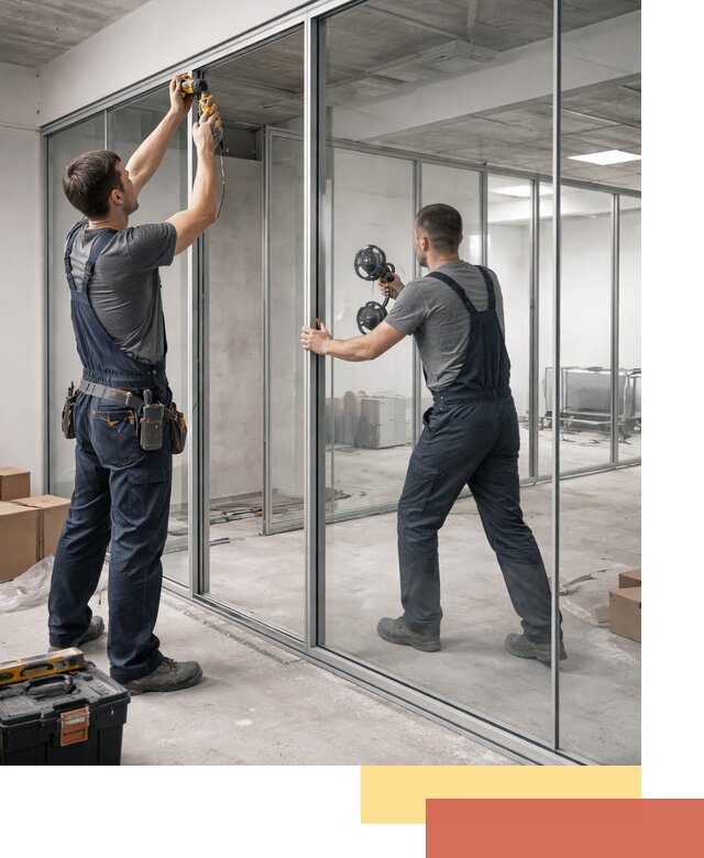 Алюминиевые перегородки со стеклом в Касимове — изготовление и монтаж