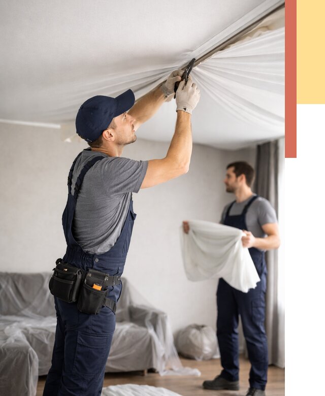 Демонтаж натяжного потолка в Касимове от 4893 руб. — снятие и разбор под ключ | ОТДЕЛОЧНИК-Ксм