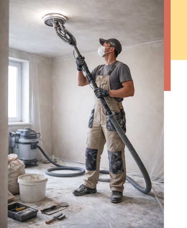 Шлифовка потолка в Касимове от 3806 руб. — услуги шлифования потолка | ОТДЕЛОЧНИК-Ксм