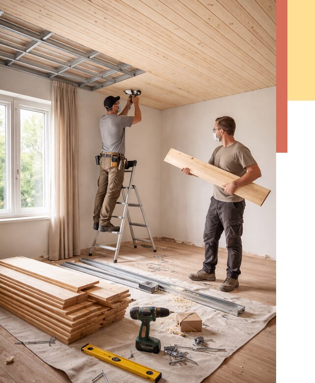 Монтаж потолка из вагонки в Касимове от 7068 руб. | Быстро и недорого — ОТДЕЛОЧНИК-Ксм