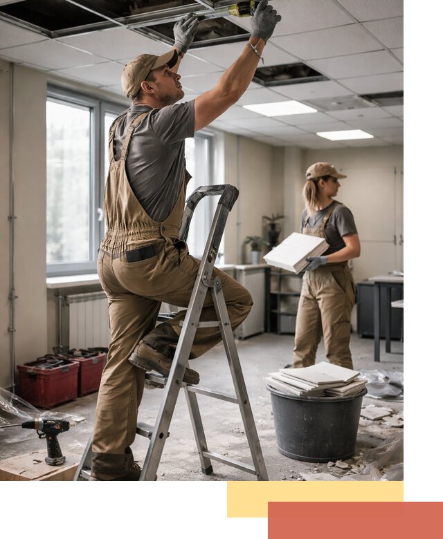 Ремонт потолка Армстронг и замена плит в Касимове