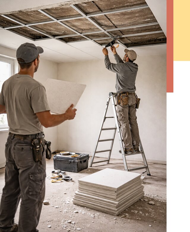 Замена плит подвесного потолка в Касимове от 1903 руб. быстро и недорого | ОТДЕЛОЧНИК-Ксм