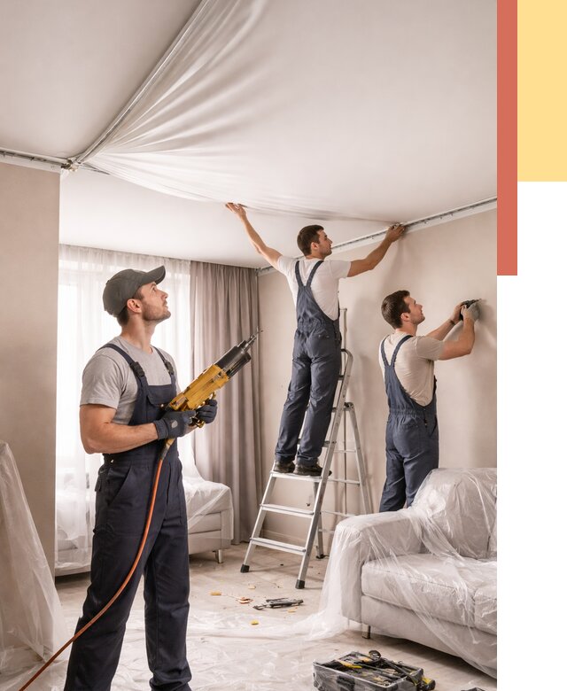 Установка натяжного потолка в Касимове от 4893 руб. | Быстро и недорого — ОТДЕЛОЧНИК-Ксм