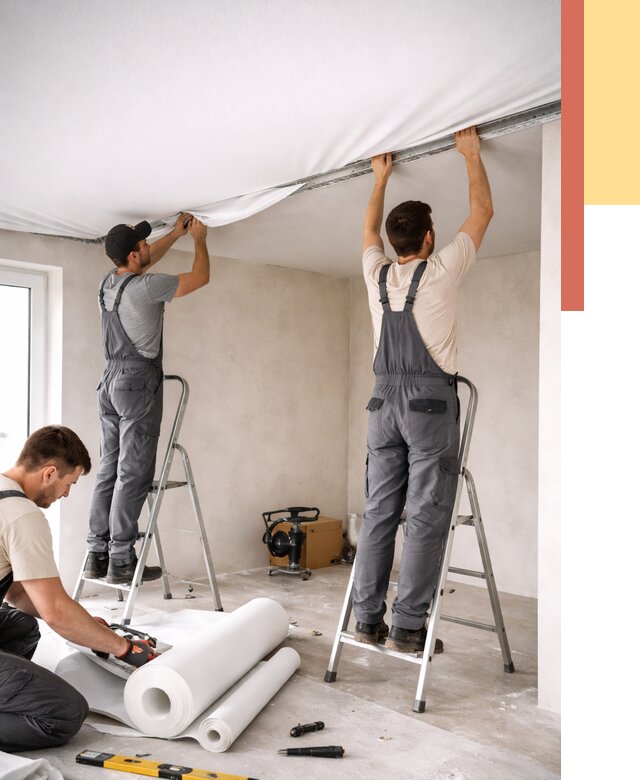 Монтаж тканевого натяжного потолка в Касимове от 3806 руб. под ключ | ОТДЕЛОЧНИК-Ксм