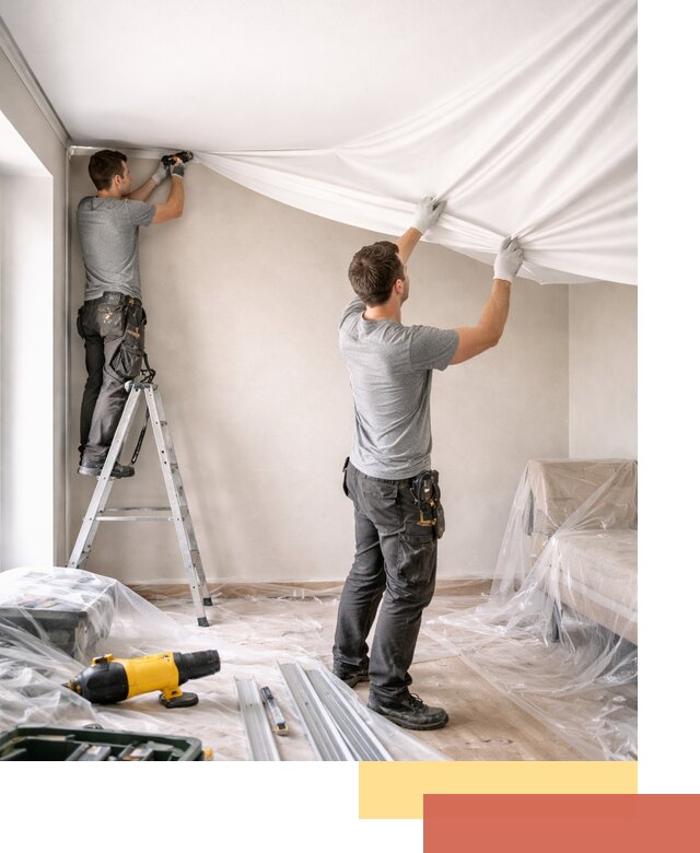 Монтаж тканевого натяжного потолка в Касимове недорого и быстро