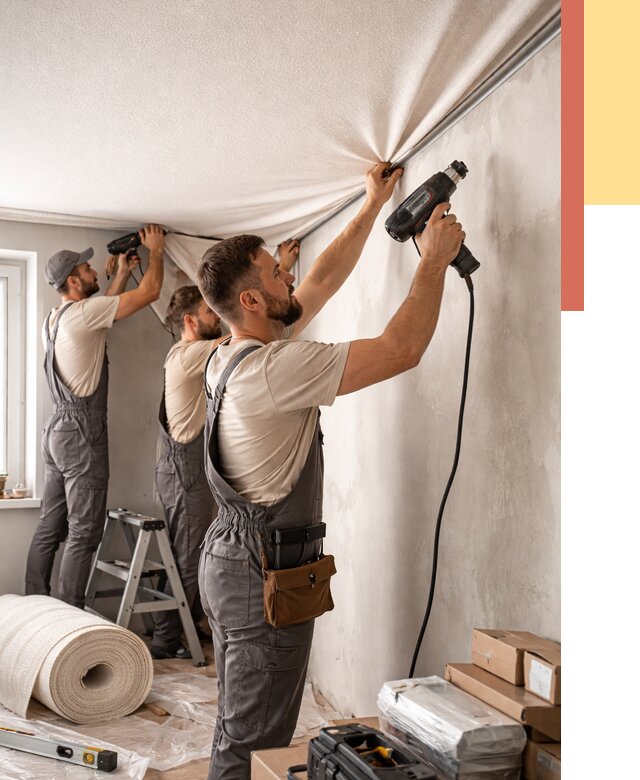 Монтаж фактурного натяжного потолка в Касимове от 816 руб. — ОТДЕЛОЧНИК-Ксм