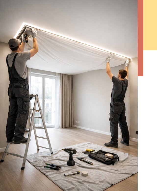 Монтаж парящего натяжного потолка в Касимове от 4893 руб. быстро и недорого | ОТДЕЛОЧНИК-Ксм