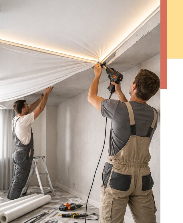 Монтаж натяжного потолка с подсветкой в Касимове от 1033 руб. | ОТДЕЛОЧНИК-Ксм