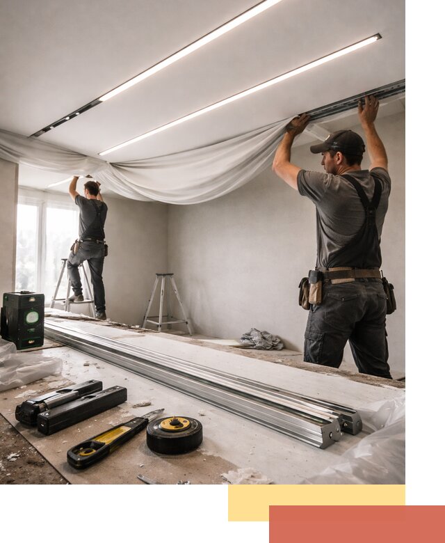 Монтаж натяжных потолков со световыми линиями в Касимове