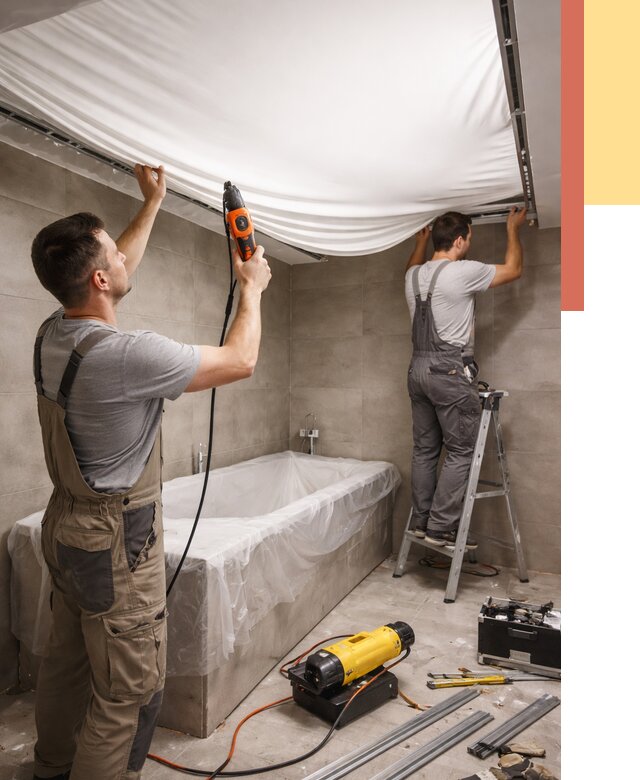 Монтаж натяжного потолка в ванной в Касимове от 1305 руб. под ключ | ОТДЕЛОЧНИК-Ксм