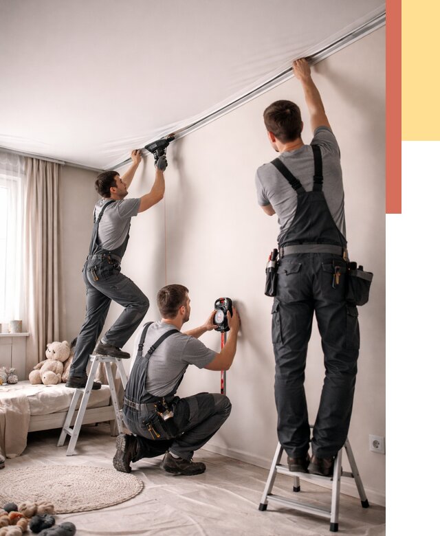 Монтаж натяжного потолка в детской в Касимове от 3806 руб. — быстро и недорого | ОТДЕЛОЧНИК-Ксм