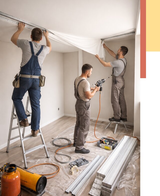 Монтаж натяжного потолка в студии в Касимове от 5981 руб. — быстро и недорого | ОТДЕЛОЧНИК-Ксм