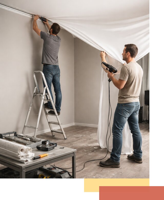 Монтаж натяжного потолка в студии в Касимове