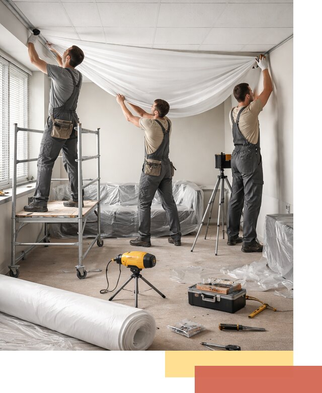 Монтаж натяжного потолка в офисе в Касимове