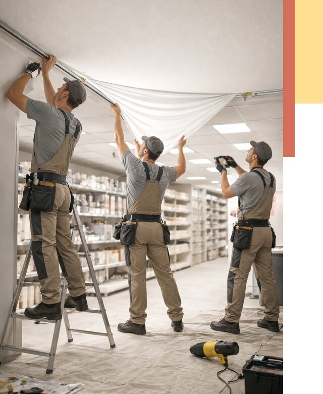 Монтаж натяжного потолка в магазине в Касимове от 4893 руб. быстро и недорого | ОТДЕЛОЧНИК-Ксм