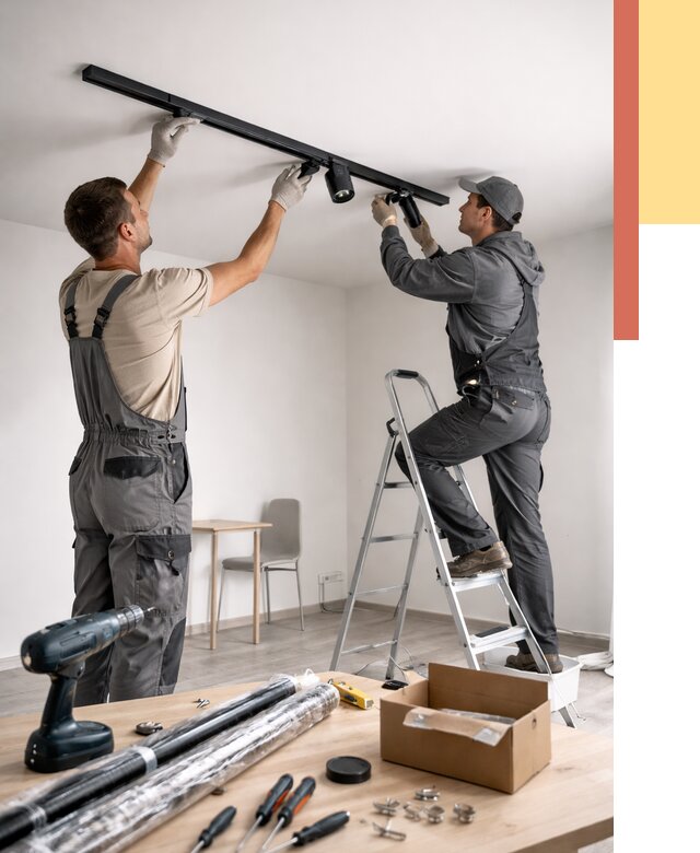 Установка трековых светильников в натяжной потолок в Касимове от 4567 руб. | ОТДЕЛОЧНИК-Ксм